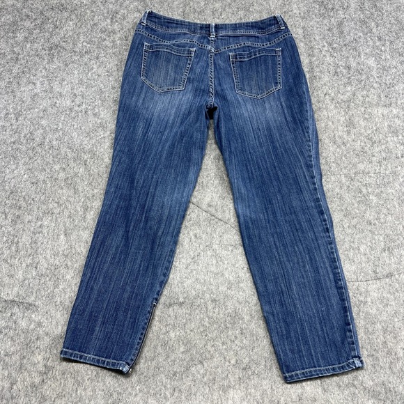 Chico's Platinum Denim Jeans Womens 1 Medium Blue Ultimate Fit Zip Hem Stretch - Picture 2 of 16